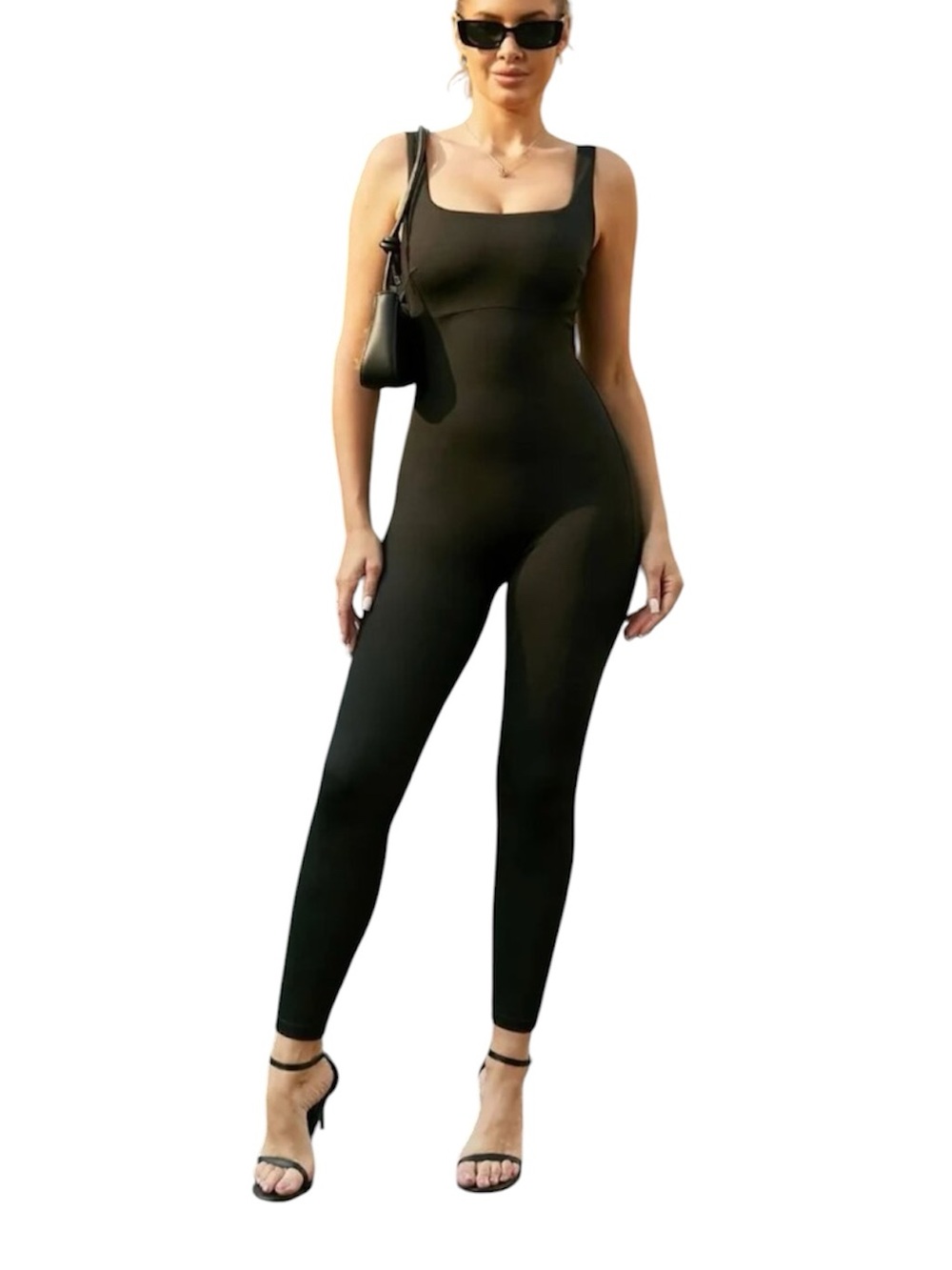 Popilush Shapewear Square Neck Thigh Slimming Workout Jumpsuit